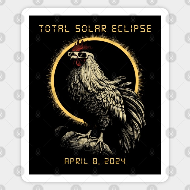 2024 Total Solar Eclipse April 8, Funny Rooster with Glasses Magnet by Apocatnipse Meow